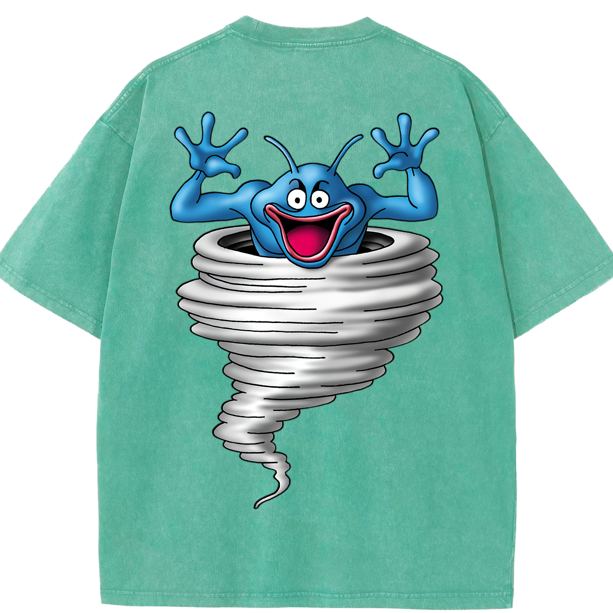 （画像用） ドラゴンクエスト Doragon Kuesuto Dragon Quest 綿100% ヴィンテージ風 半袖Tシャツ（背面プリント）